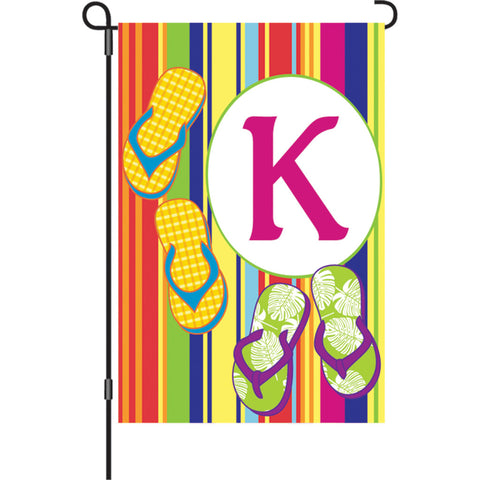 12 in. Summer  Monogram Flag - K