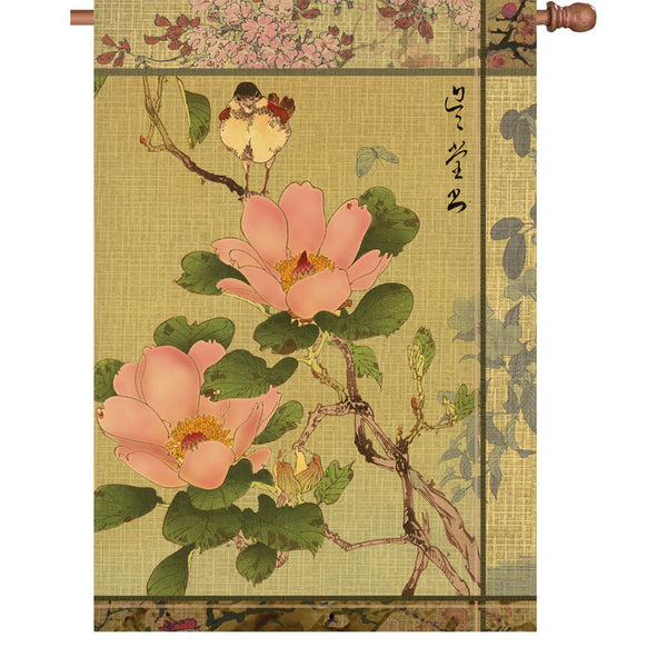 28 in. Flag - Peony And Bird