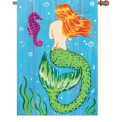 28 in. Flag - Mermaid & Seahorse