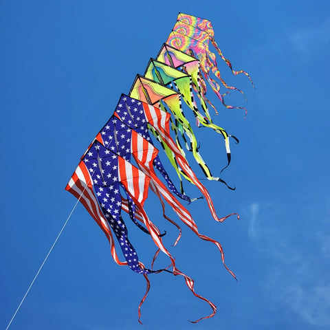 46 in. Flo-Train Delta Kite - Tie-Dye (3-Pack Kite Bundle)