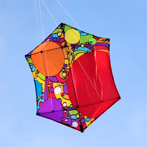 56 in. Rokkaku Kite - Rainbow Bubbles