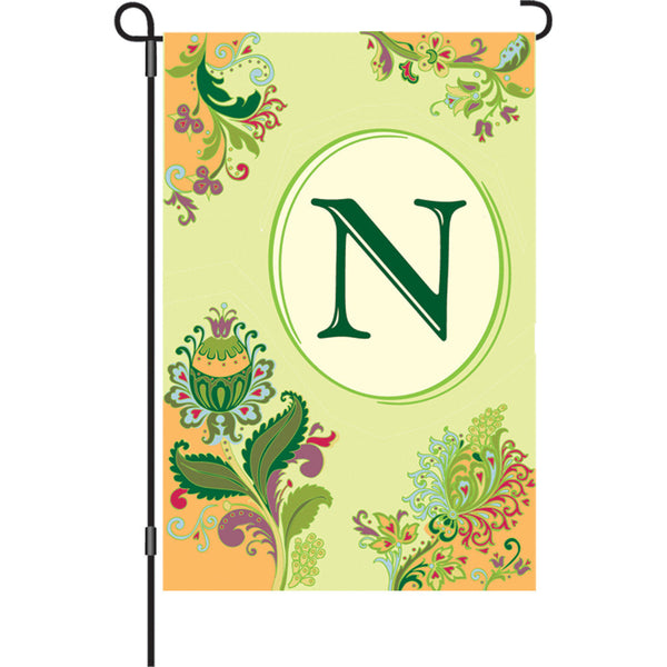 12 in. Spring Monogram Flag - N