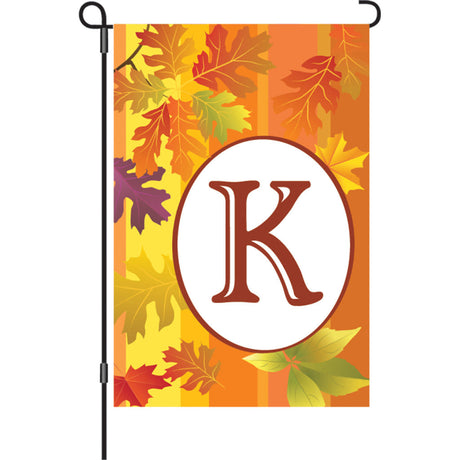 12 in. Fall Monogram Flag - K