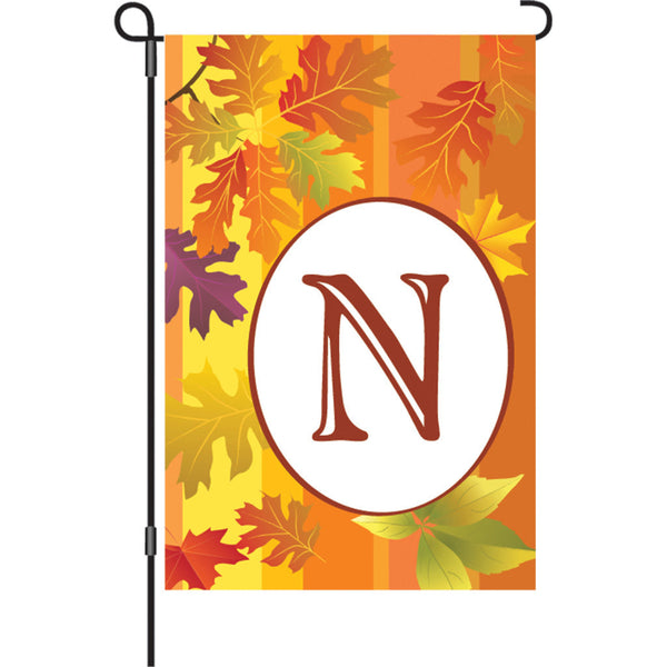 12 in. Fall Monogram Flag - N