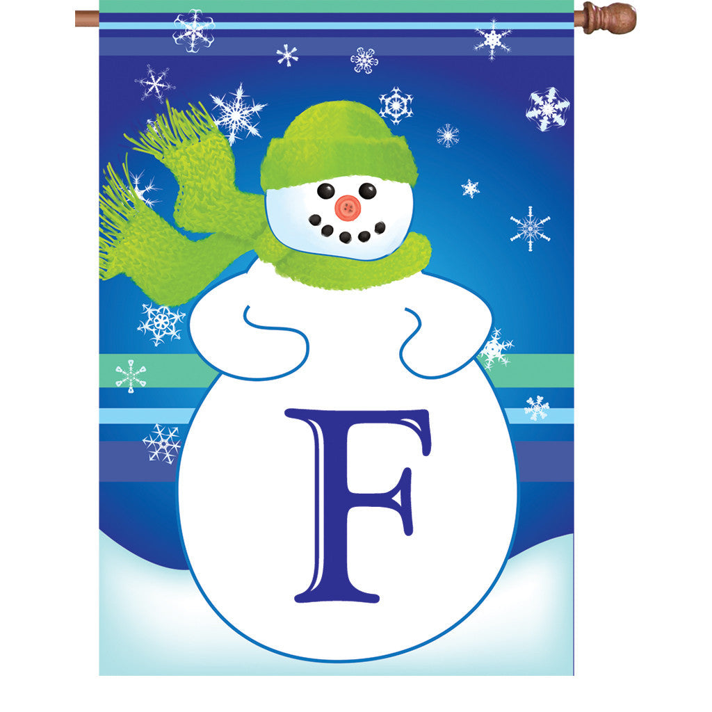28 in. Winter Monogram Flag - F
