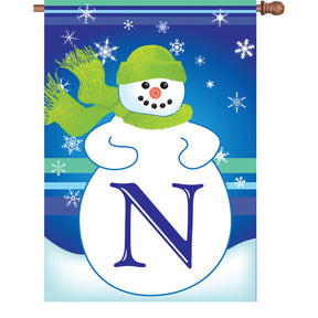28 in. Winter Monogram Flag - N