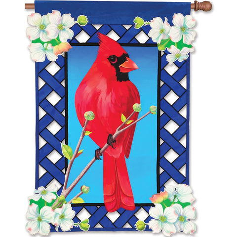 36 in. Elite Oversized Lattice Flag - Cardinal and Dogwood