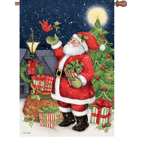 36 in. Elite Oversized House Flag - Santa with Cardinals