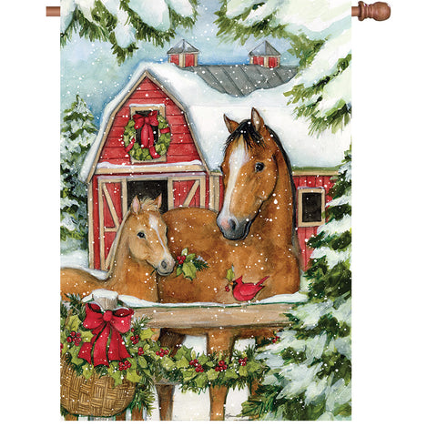 36 in. Elite Oversized House Flag - Christmas Horse Barn