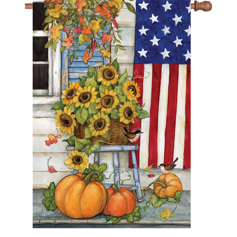 36 in. Elite Oversized House Flag - Fall Front Porch