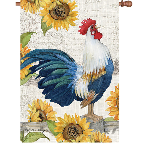 36 in. Elite Oversized House Flag - Rooster Sunflower