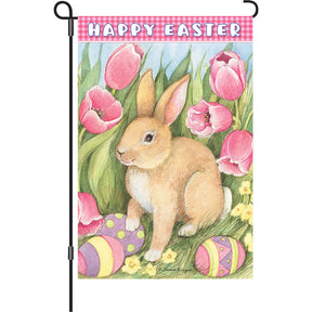 13 in. Elite Oversized Garden Flag - Easter Bunny Tulips