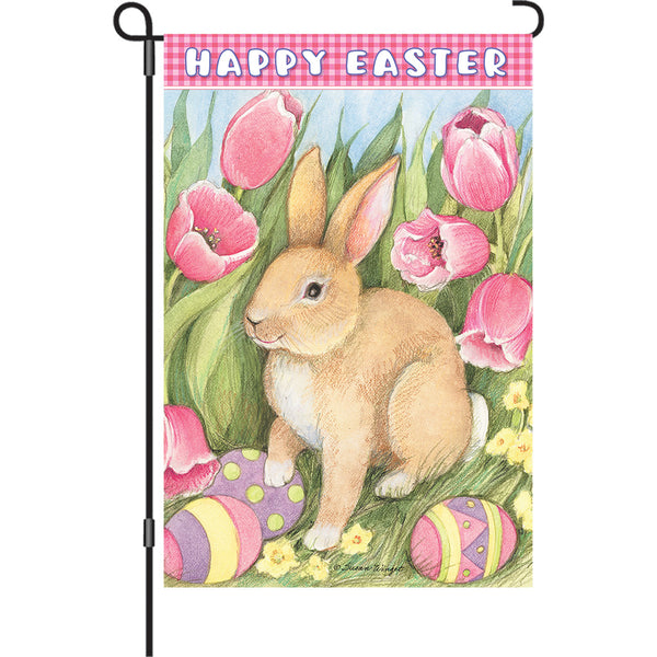 13 in. Elite Oversized Garden Flag - Easter Bunny Tulips