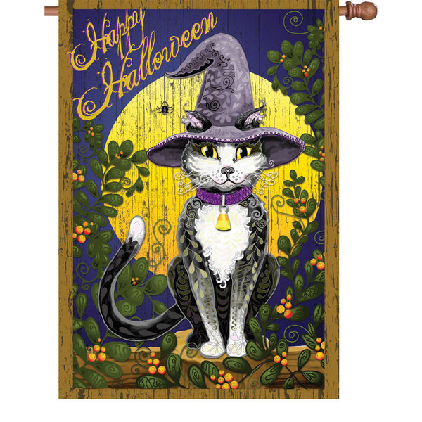 28 in. Flag - Candy Corn Cat