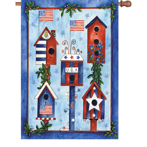 28 In Flag Red White Blue Birdhouse
