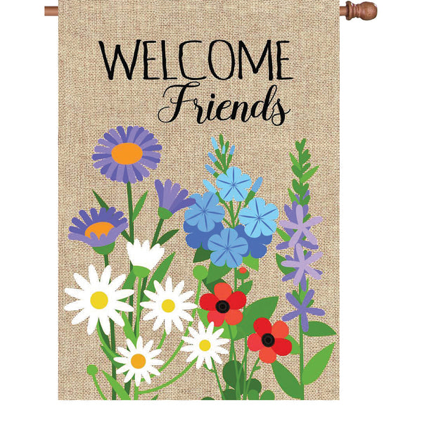 28 in. Flag - Welcome Friends Flowers