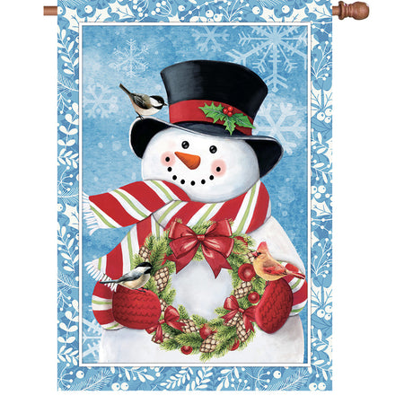 28 in. Flag - Snowman Wreath