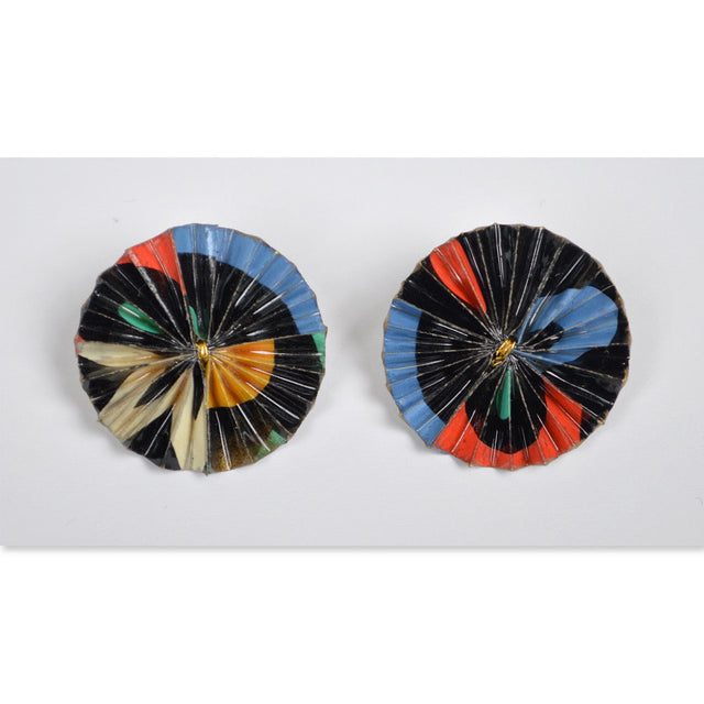 Red/Blue/Black Circular Fan Earrings