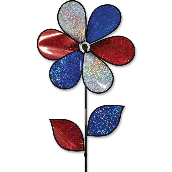 19 in. Flower Spinner - Patriotic Holographic