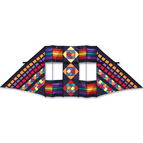12.5 ft. Swept Wing Double Box Delta Kite - Mayan Rainbow