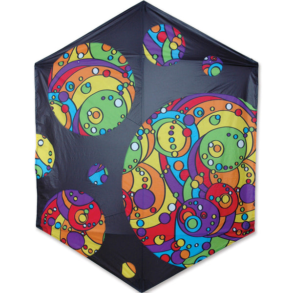 Rokkaku Kite - Black Rainbow Orbit Bubbles