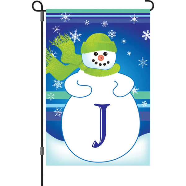 12 in. Winter Monogram Flag - J