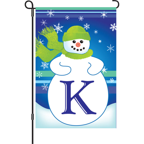 12 in. Winter Monogram Flag - K