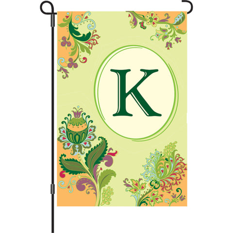 12 in. Spring Monogram Flag - K