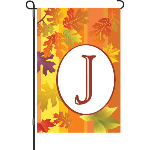 12 in. Fall Monogram Flag - J