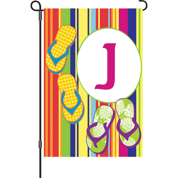 12 in. Summer  Monogram Flag - J