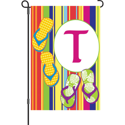 12 in. Summer  Monogram Flag - T