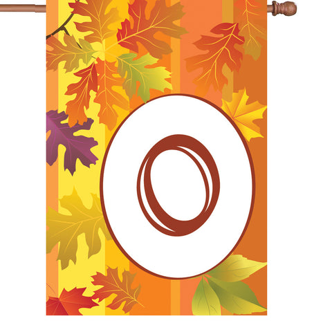 28 in. Fall Monogram Flag - O