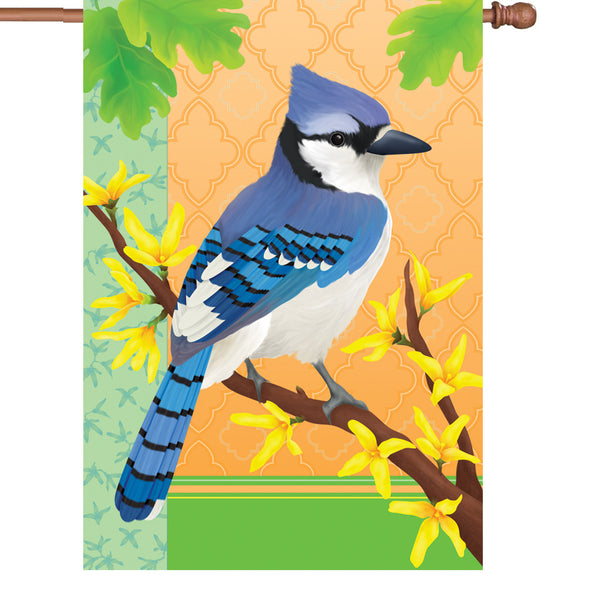 28 in. Flag - Blue Jay In Spring