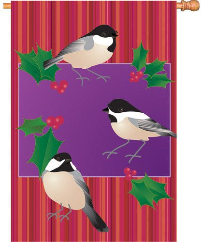28 in. Flag - Holiday Chickadees