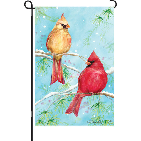 12 in. Flag - Winter Cardinals