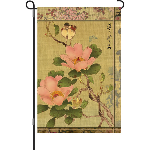 12 in. Flag - Peony And Bird
