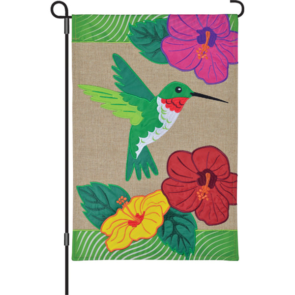 12 in. Flag - Hummingbird Hibiscus