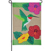 12 in. Burlap Flag - Hummingbird Hibiscus