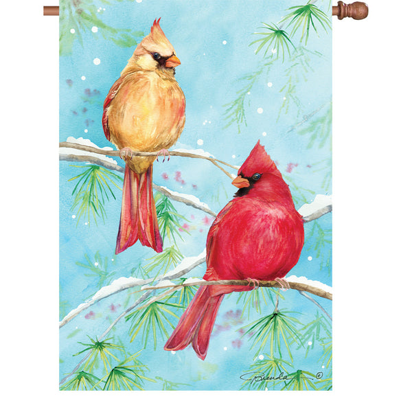 28 in. Flag - Winter Cardinal