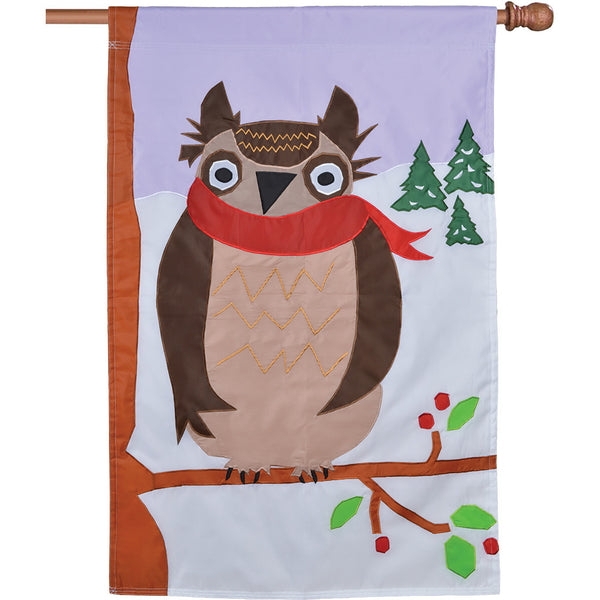 Applique Flag - Winter Owl