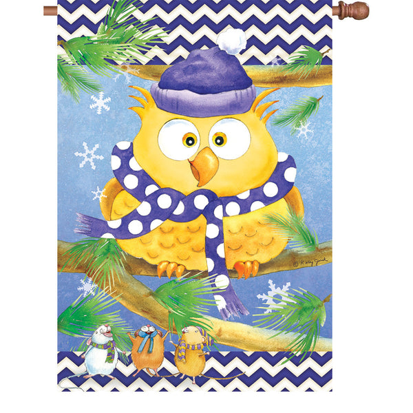 28 in. Flag - Winter Owl