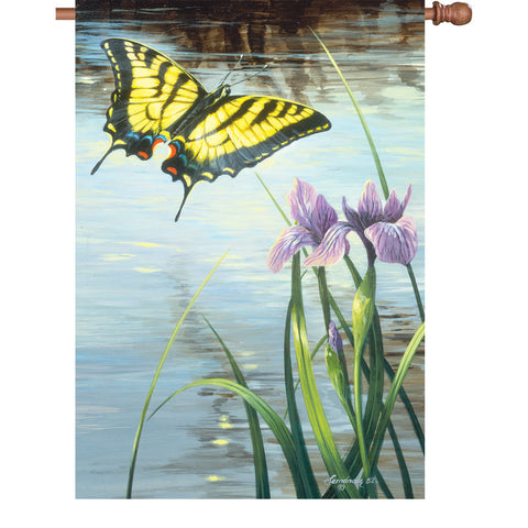 28 in. Flag - Swallowtail And Iris