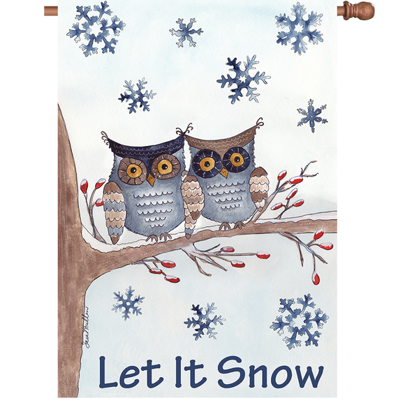 28 in. Flag - Owls In The Snow