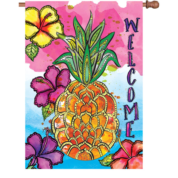 28 in. Flag - Welcome Pineapple