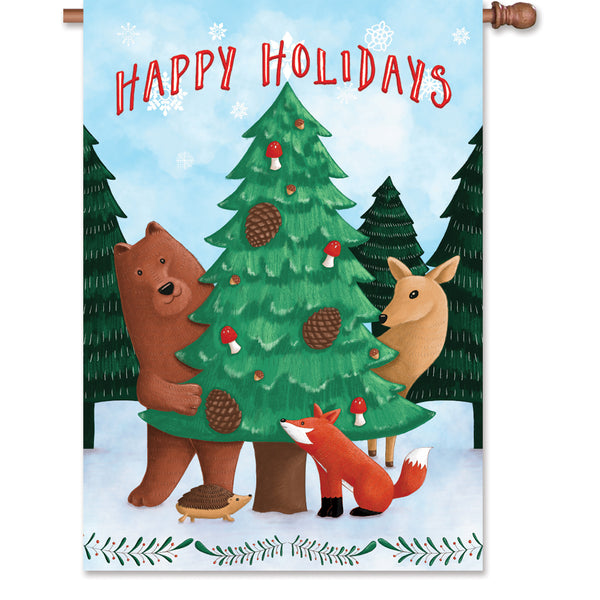 28 in. Flag - Woodland Christmas