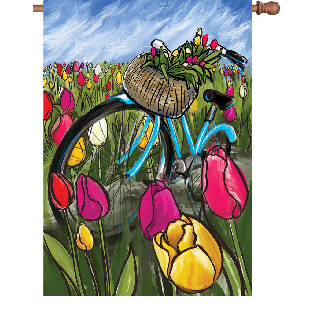 28 in. Flag - Bike Through the Tulips