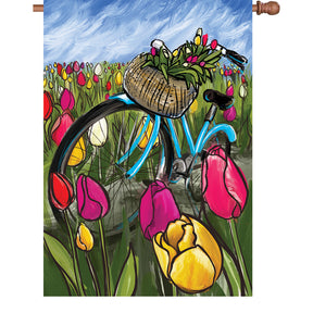 28 in. Flag - Bike Through the Tulips