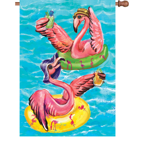 28 in. Flag - Poolside Flamingos
