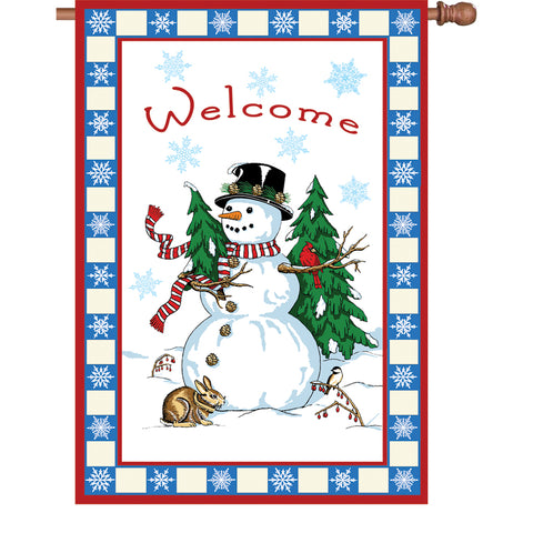 28 in. Flag - Welcome Snowman