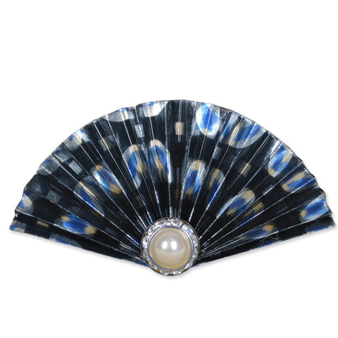 Black/Silver/Blue Fan Brooch